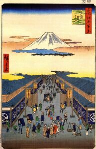 Utagawa Hiroshige, “Suruga Street”